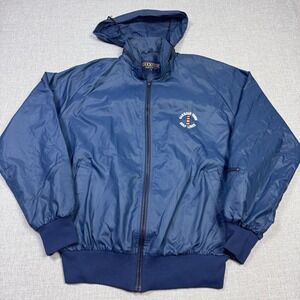Duckster Vintage Harbour Town Golf Links Windbreaker Jacket Mens Large Blue Hood